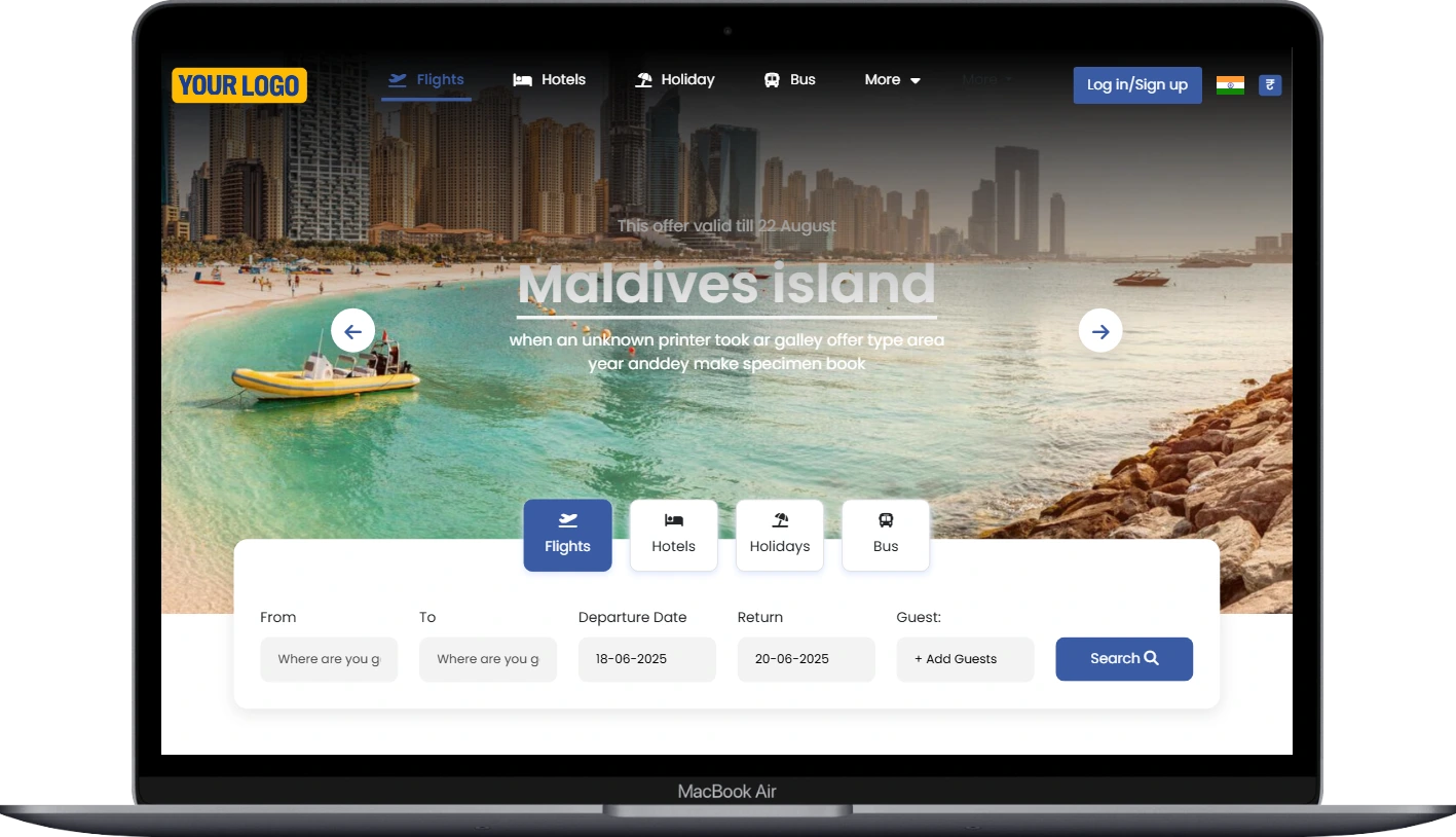 Travel portal theme preview