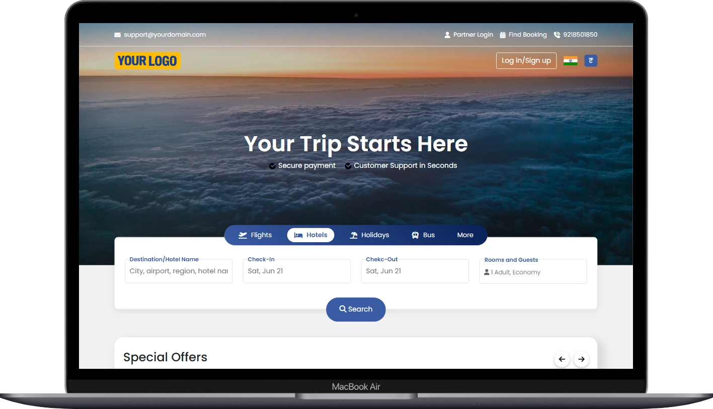 Travel portal theme preview